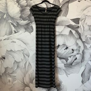 Medium Gray and black striped maxi dress